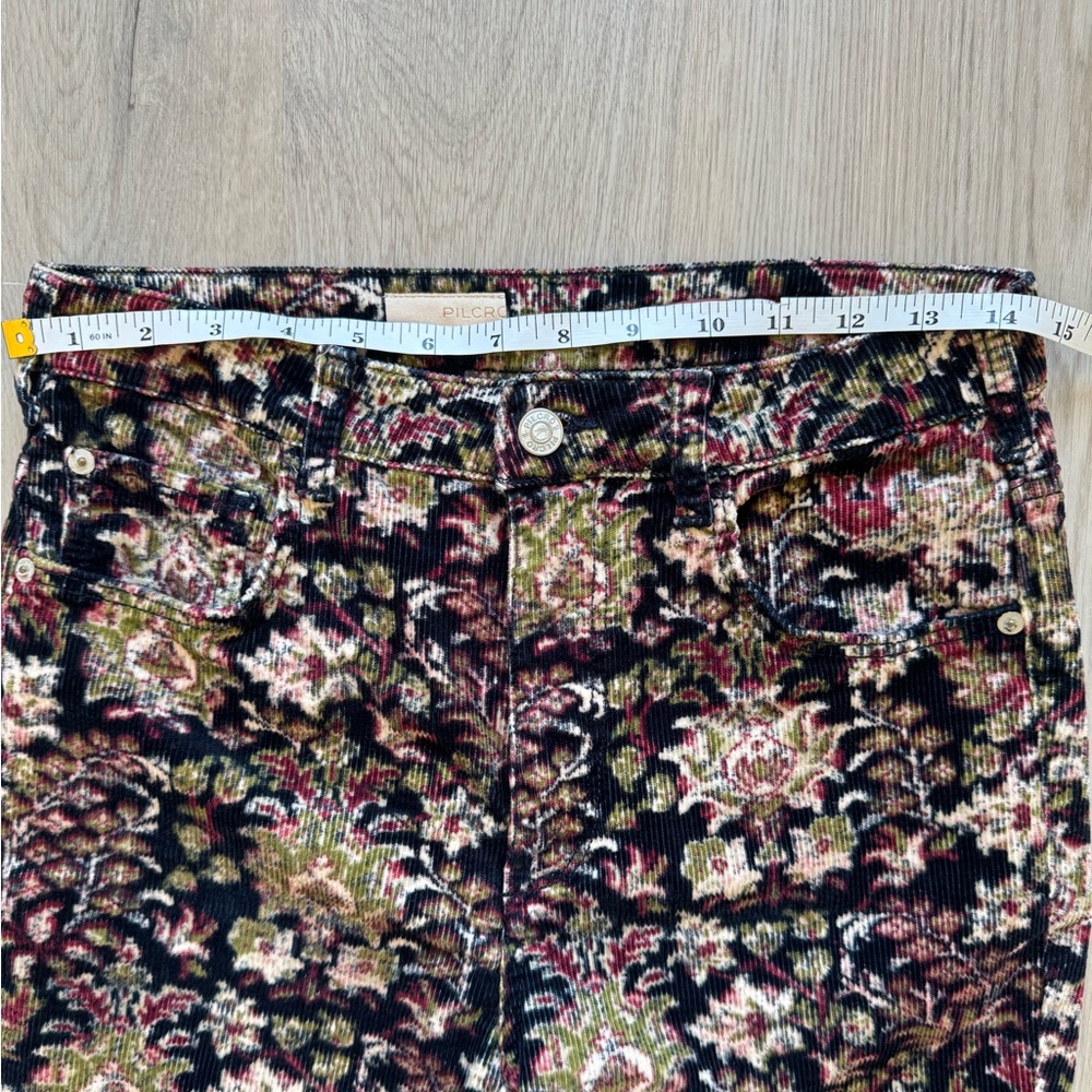 NWOT PILCRO Anthropologie The Icon Floral Corduroy Pants Size 29 - Picture 8 of 14